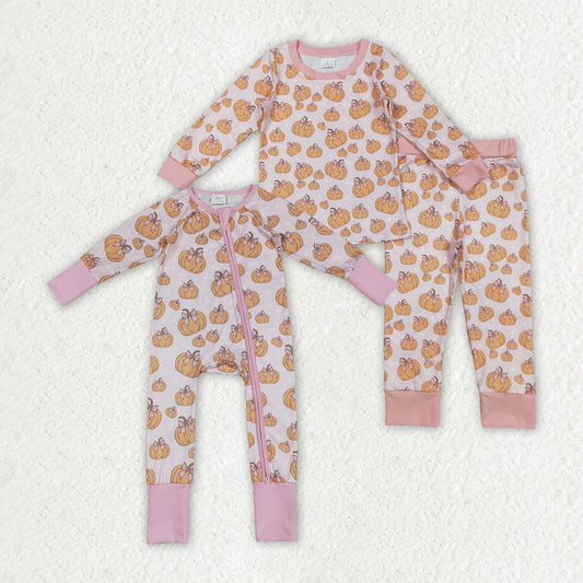 Autumn pumpkin romper/pajamas RTS Sibling Clothes