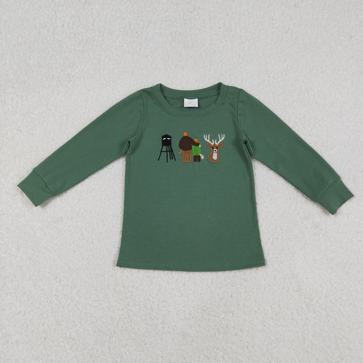 Embroidery BT1438 hunting daddy deer long sleeve boys top