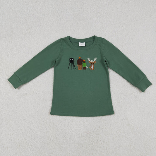 Embroidery BT1438 hunting daddy deer long sleeve boys top