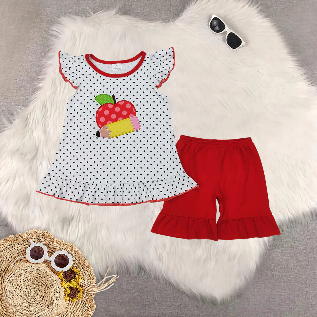 Embroidery back to school set RTS Sibling Clothes