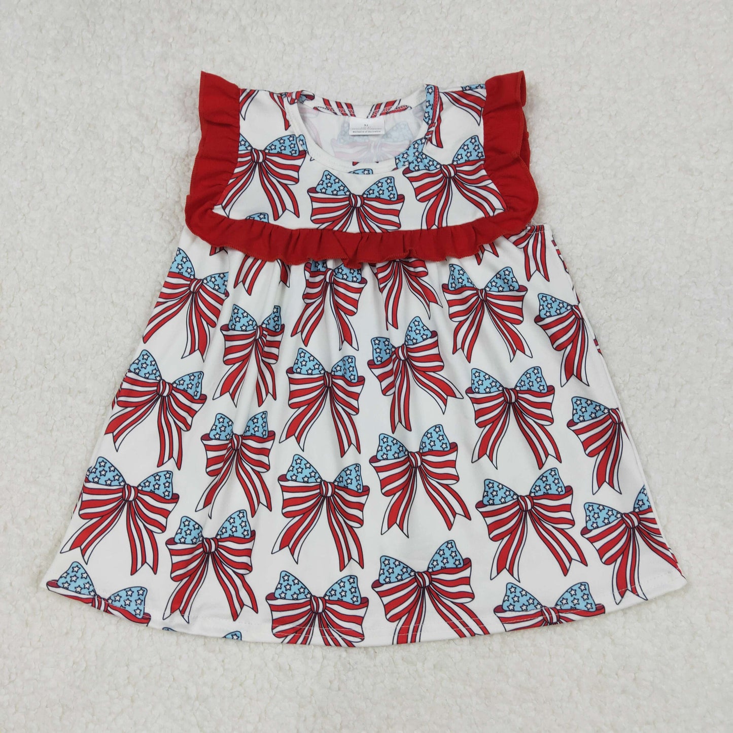 GT0949 July 4th flag bows girls top