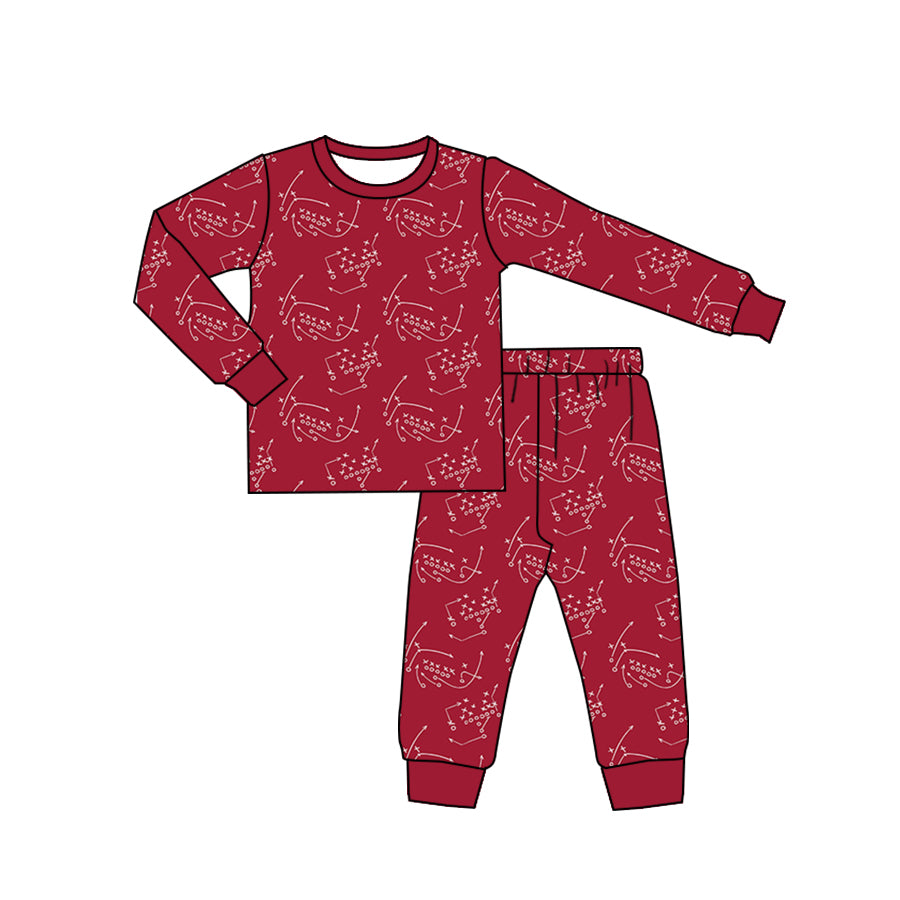 custom football team maroon long sleeve pants boys pajamas