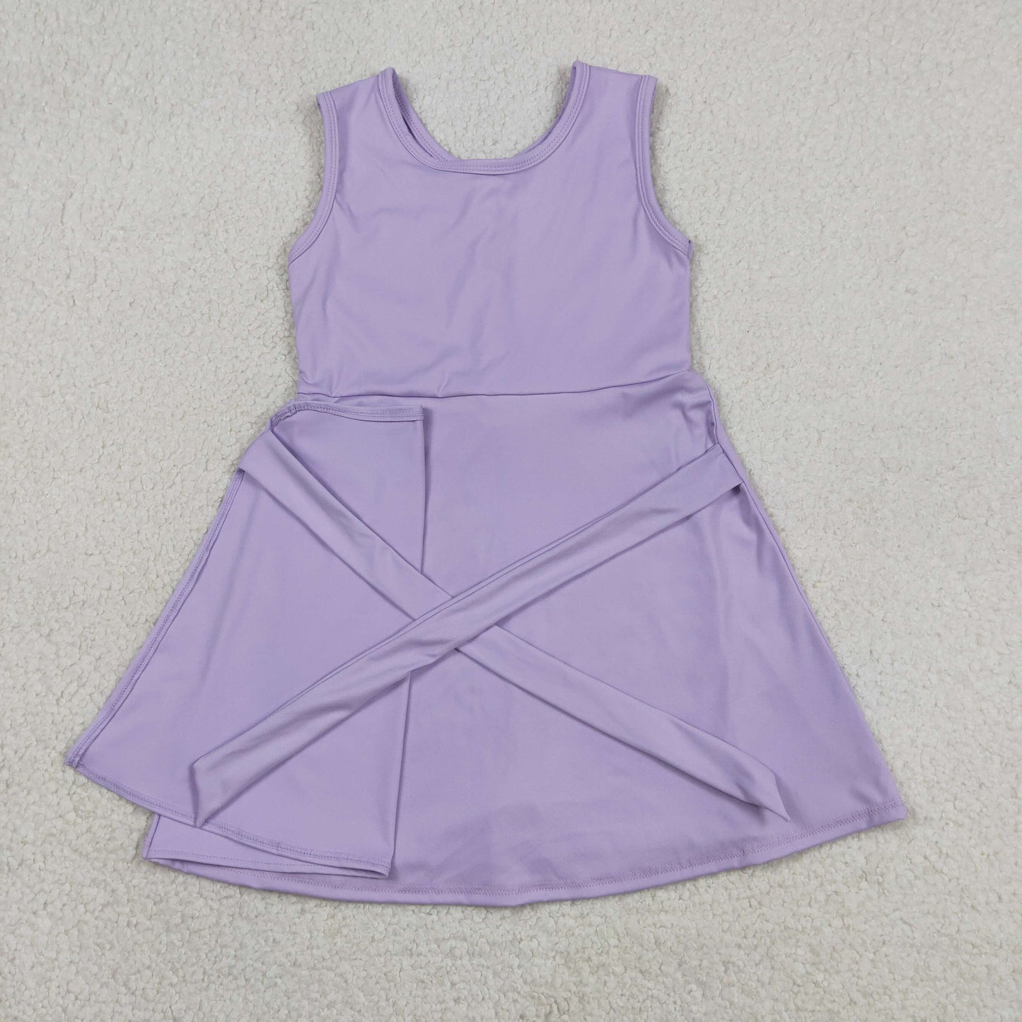 GSD3881 Solid Color Yaga Purple Sleeveless Skorts Girls Dress