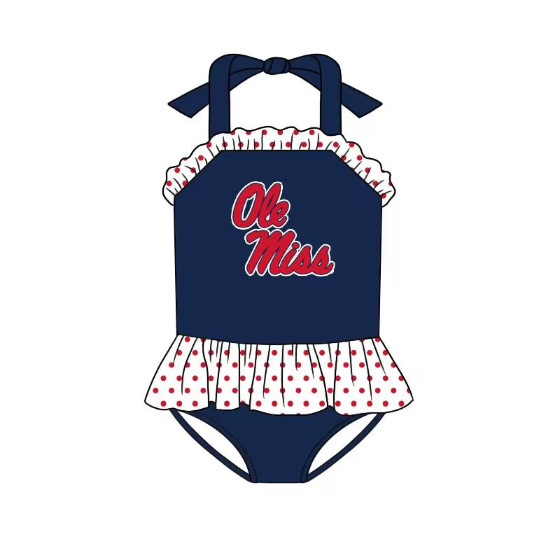 custom style old miss navy blue girls bathing swimsuits moq 3