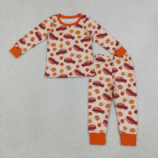 BLP1541 Pumpkin Truck Long Sleeve Pants Girls Pajamas