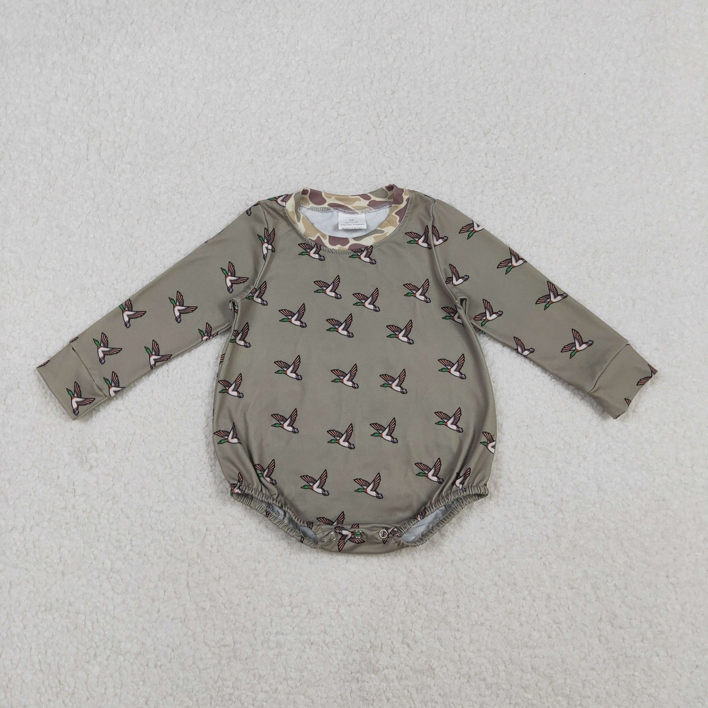 LR2302 hunting mallard duck camo long sleeve boys romper