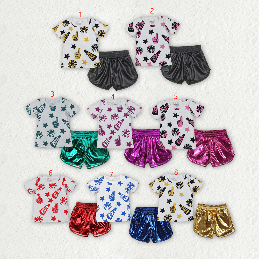 cheer top leather shorts girls set RTS Sibling Clothes