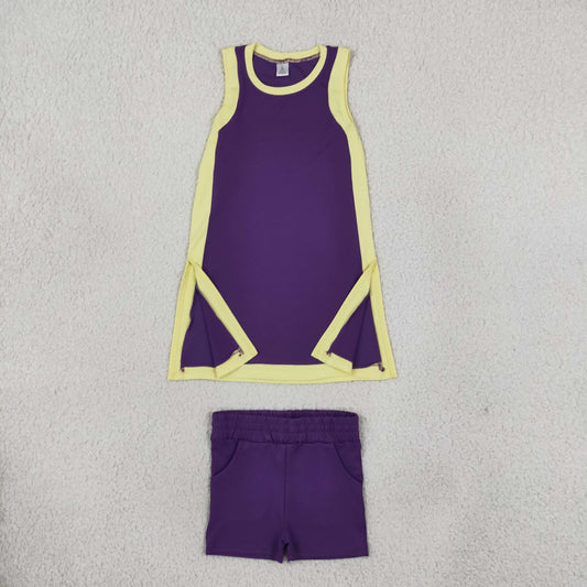 GSSO3844 Yoga Purple Sleeveelss With Shorts Girls Set GDS4253+SS0958