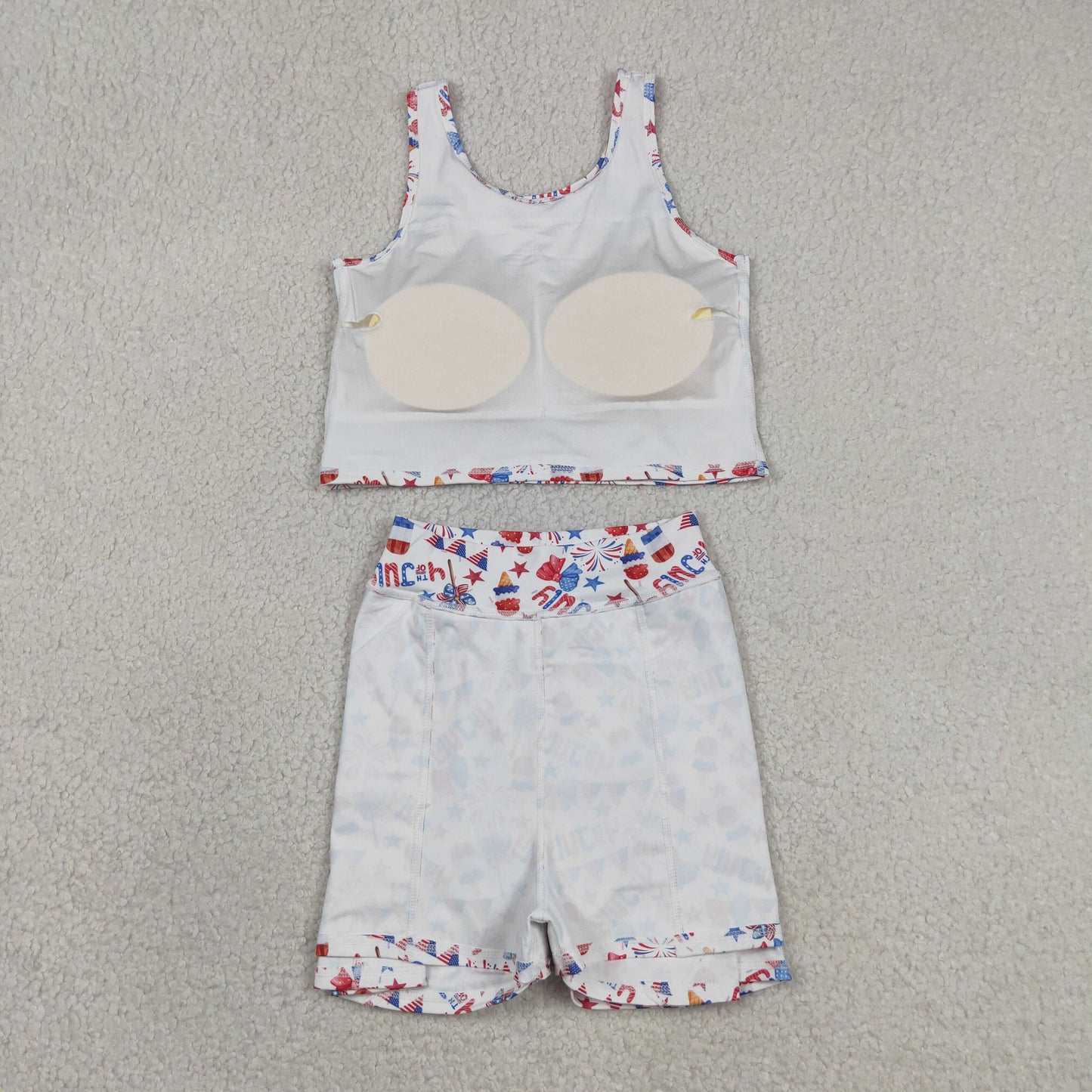 GSD3498 Yoga July 4th USA Bows Ice Sleeveless Skorts Girls Set