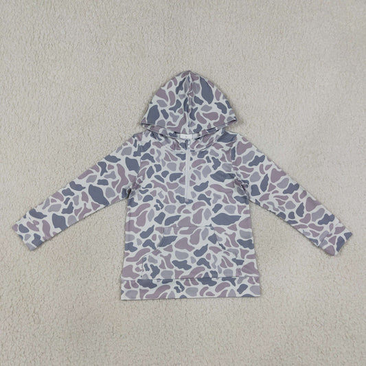 BT1849 Hunting Camo Pocket Zipper Hoodie Long Sleeve Boys Top