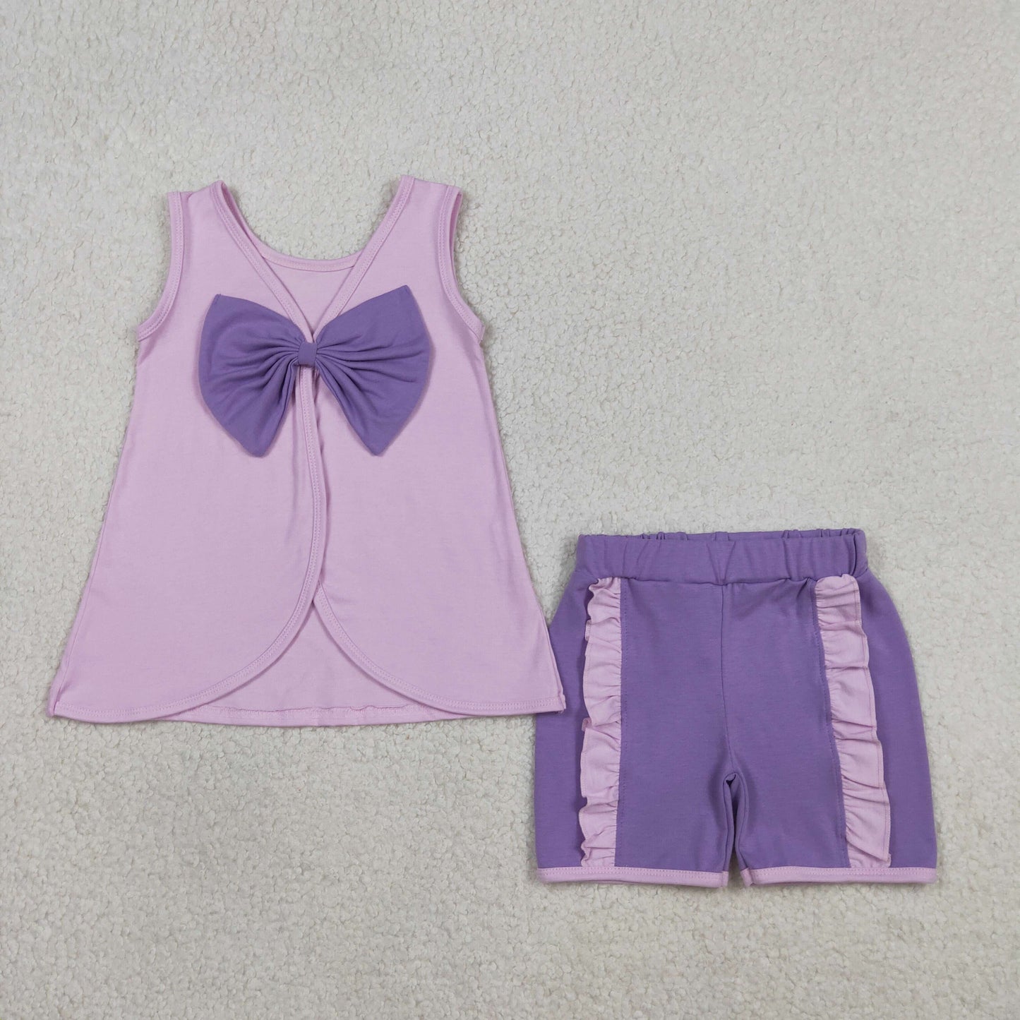 GSSO3461 Cartoon Princess Sleeveless With Bow Shorts Girls Set
