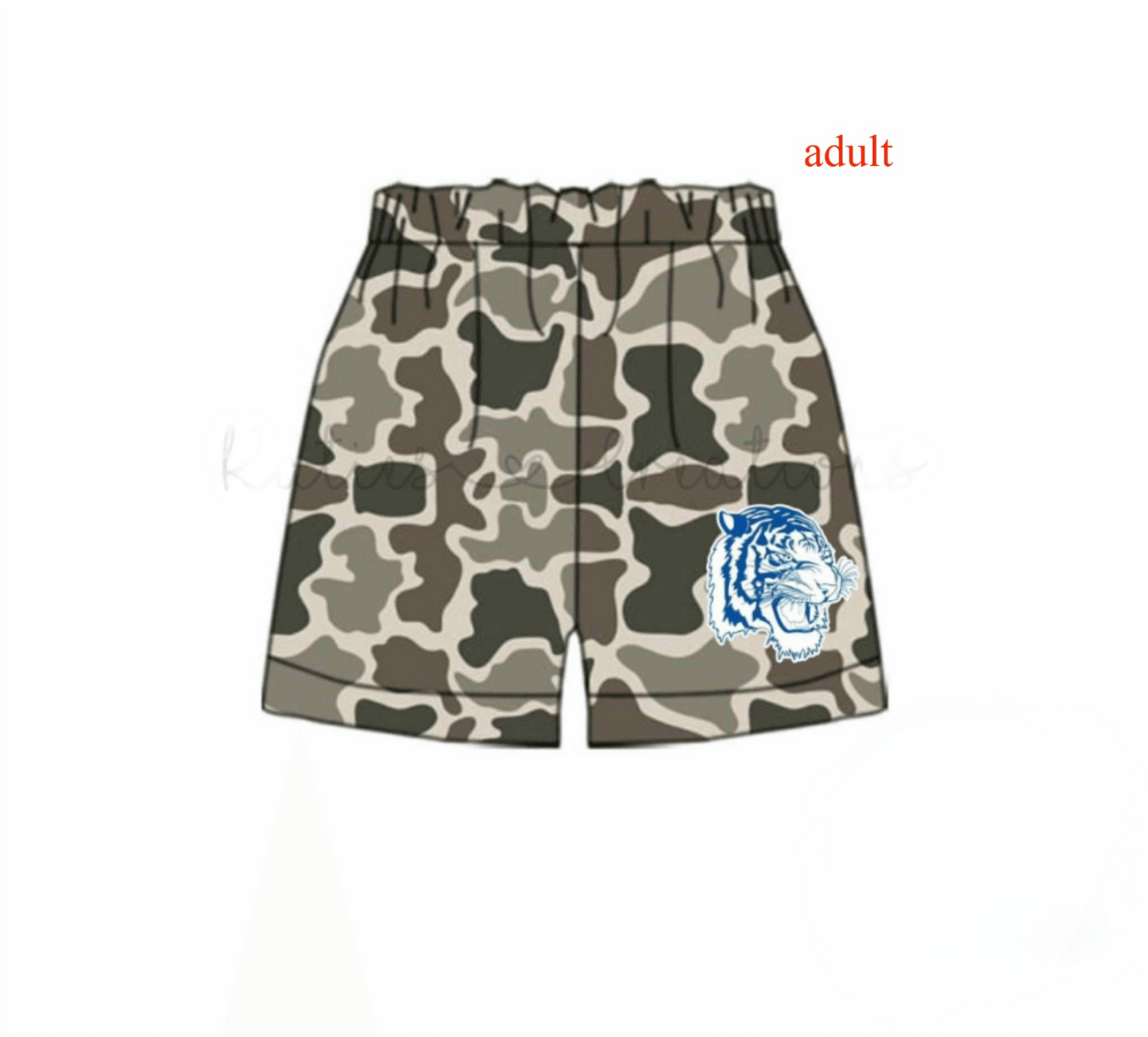 Custom Moq 3 football team tiger camo adult man shorts