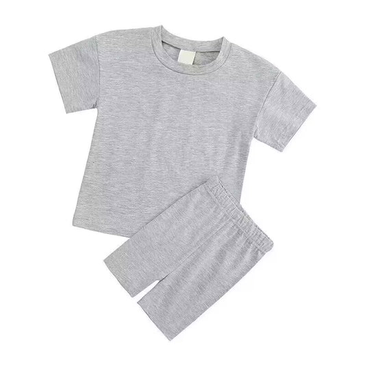 custom S light grey short sleeve shorts kids pajamas