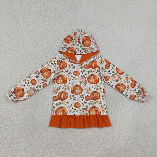 GT1647 Pumpkin Pink Hoodie Long Sleeve Girls Top