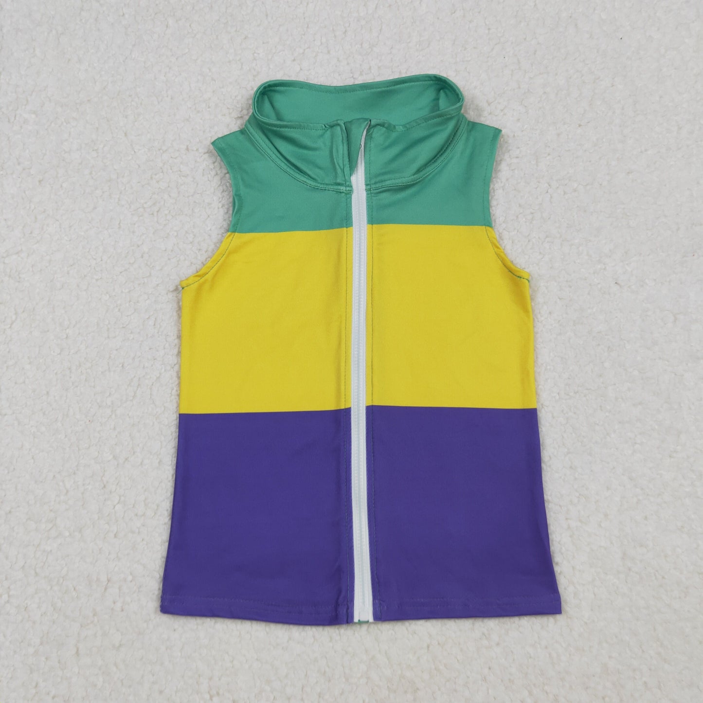 BT1157 Mardi Gras green yellow purple boys coat vest