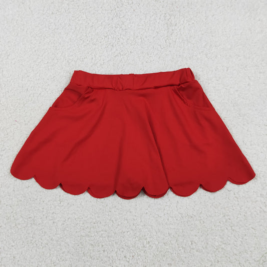 GLK0235 Yoga Scallop Red  Skorts Girls Skirts
