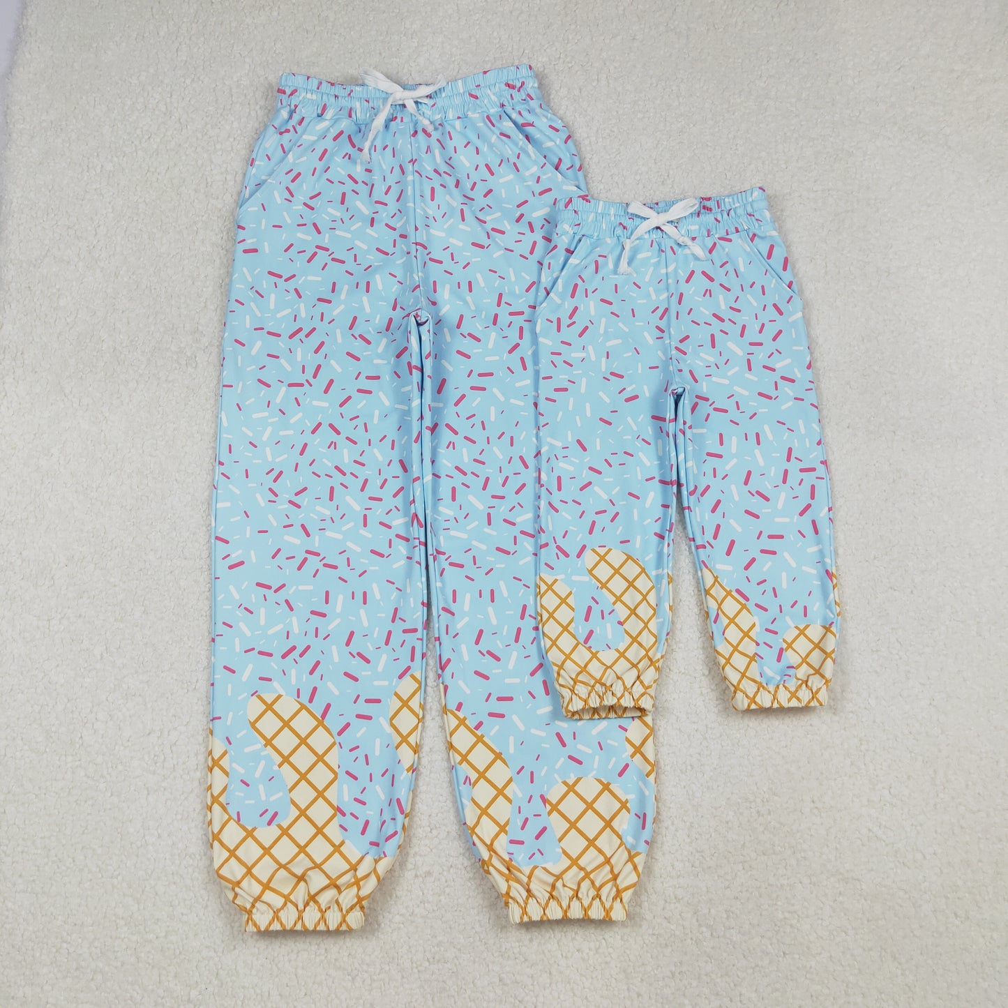 mama and me yoga blue ice sprinkles pants RTS sibling clothes