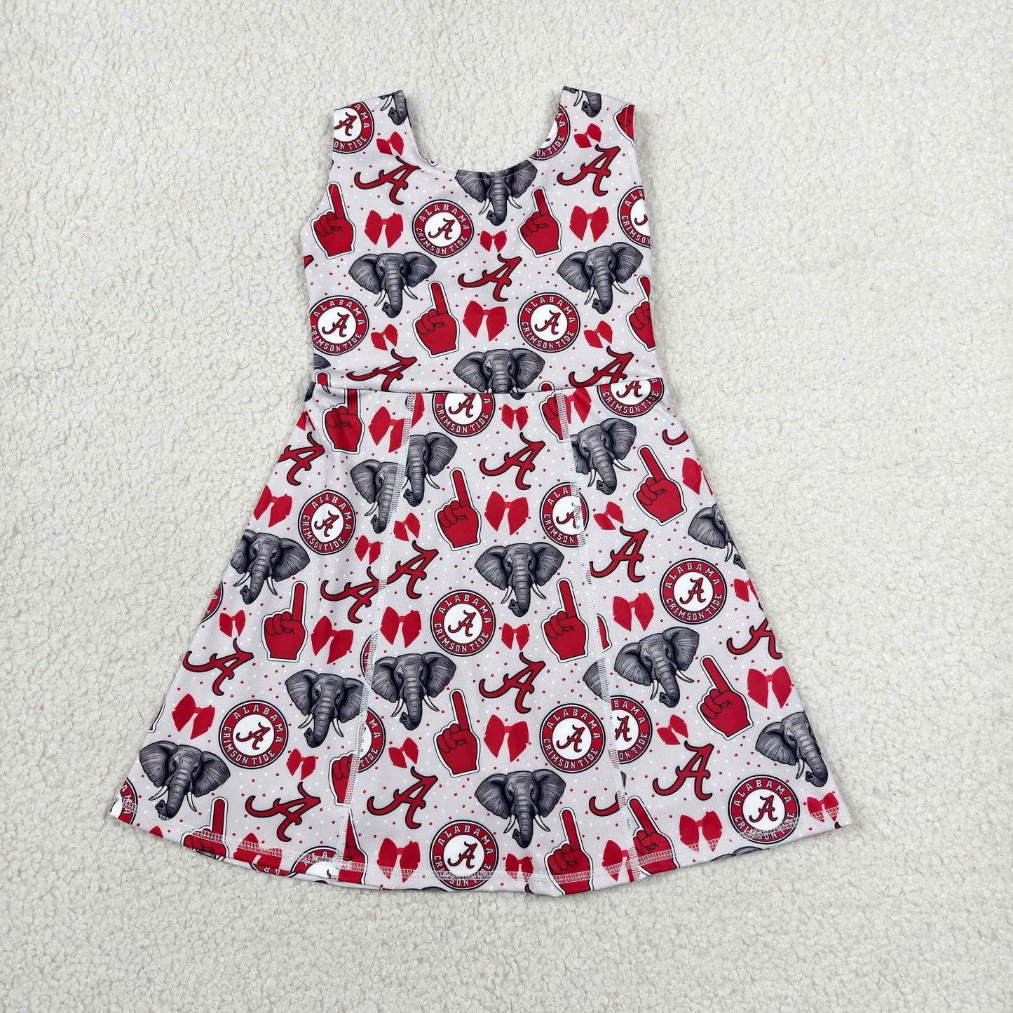 GSD3582 Item Elephant Bows Sleeveless Skorts Girls Dress