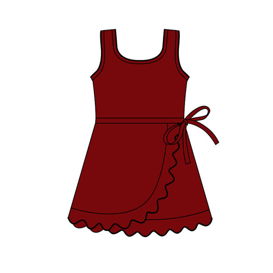 preorder GSD3804 Yoga Maroon Sleeveless Skorts Girls Dress