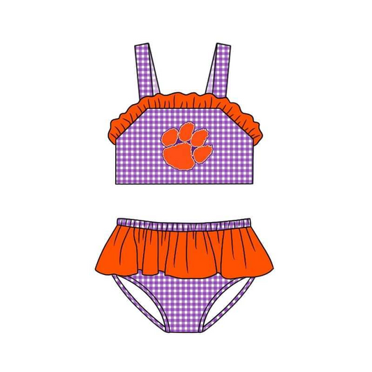 custom style(no moq!!!) Dog Purple Cell Girl Summer Swimsuits