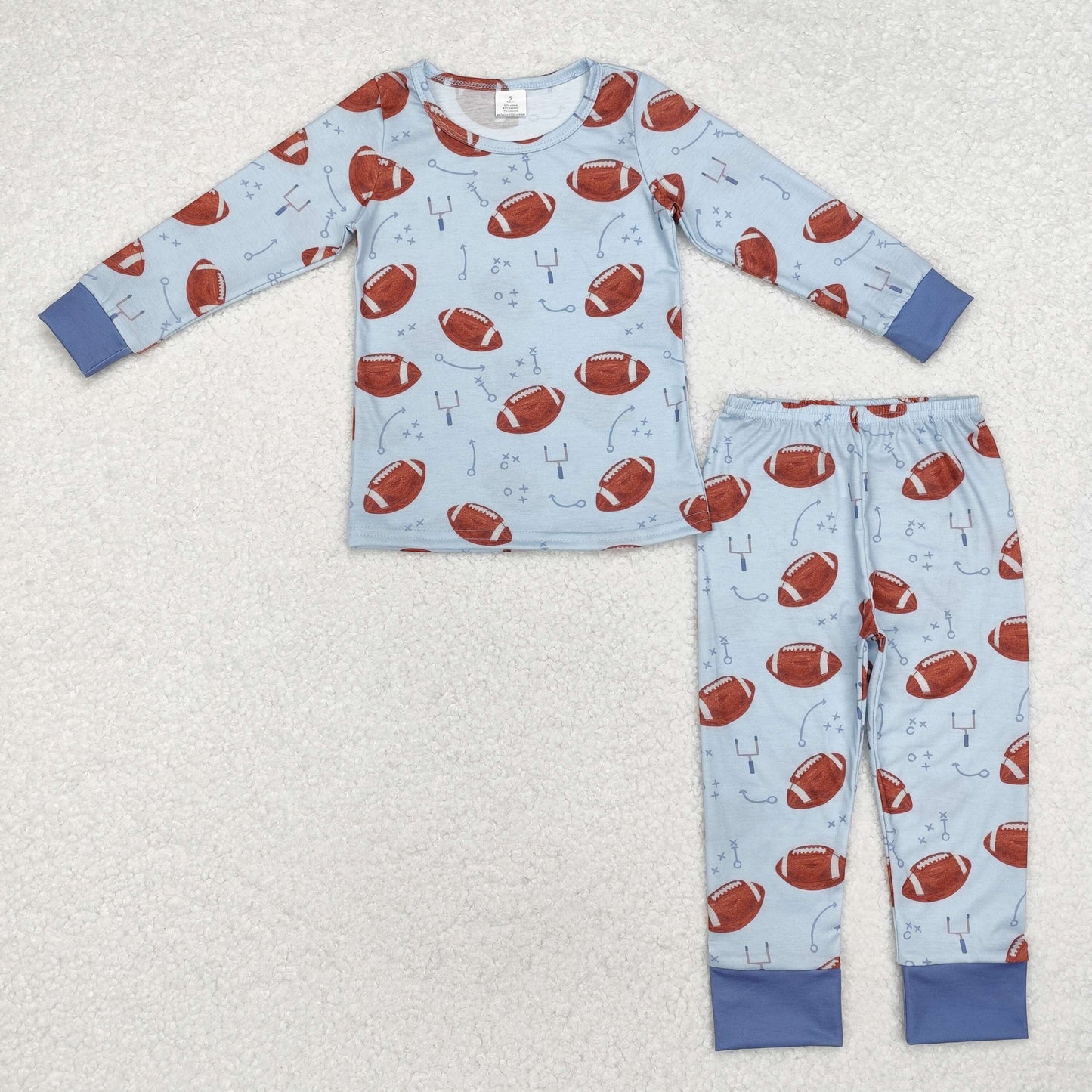 bamboo BLP0740 football blue long sleeve pants boys pajamas