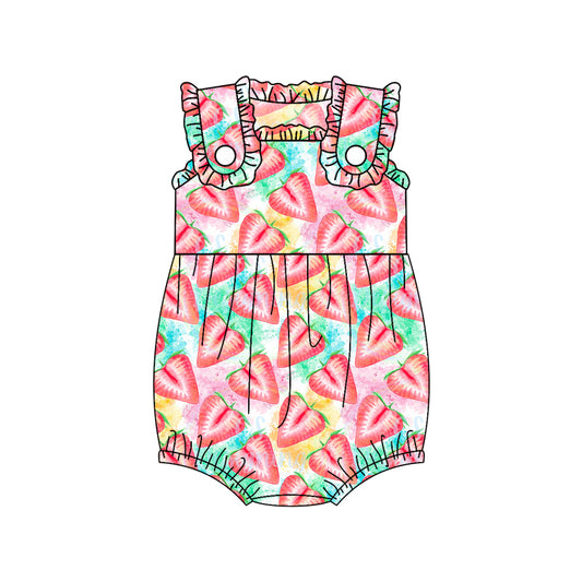 preorder Summer Strawberry Sleeveless Girls Romper