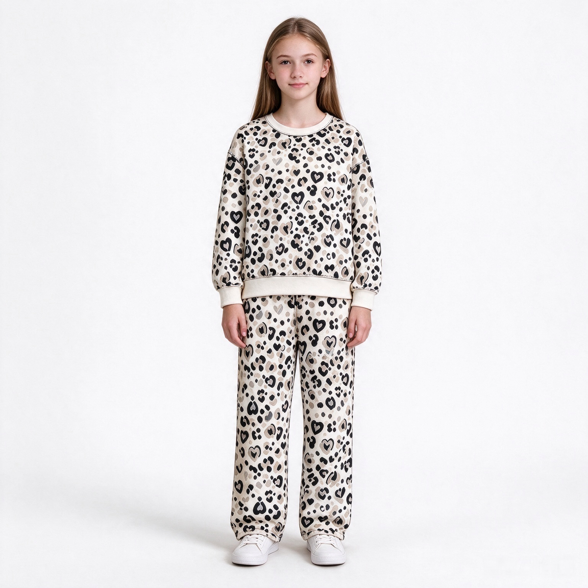 preorder GLP3993 Valentine's Day Heart Leopard Long Sleeve Pants Girls Set