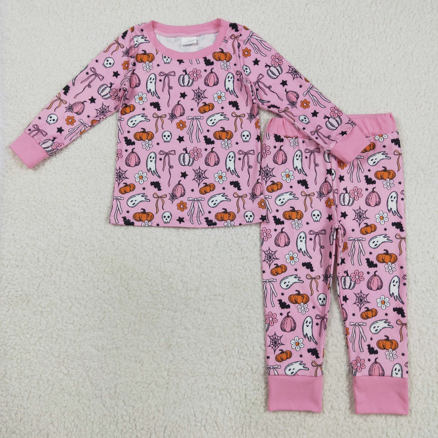 GLP2567 Halloween spooky spooky pink long sleeve pants girls pajamas