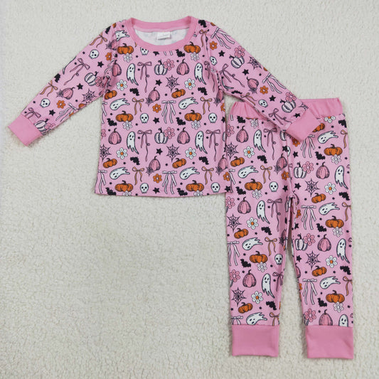 GLP2567 Halloween spooky spooky pink long sleeve pants girls pajamas