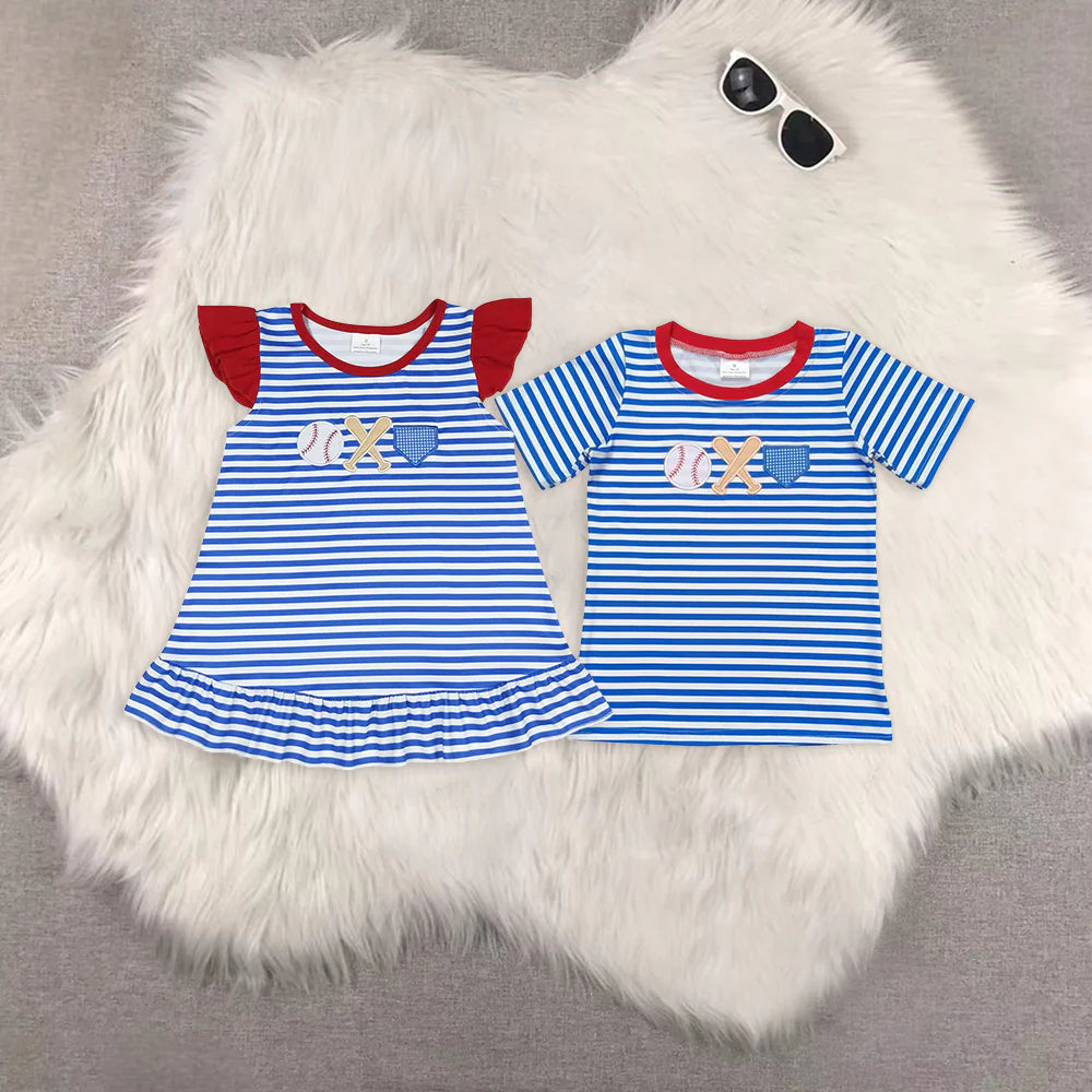 embroidery baseball Top RTS Sibling Clothes