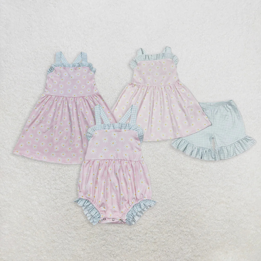 pink flowers floral Summer Sibling Clothes RTS