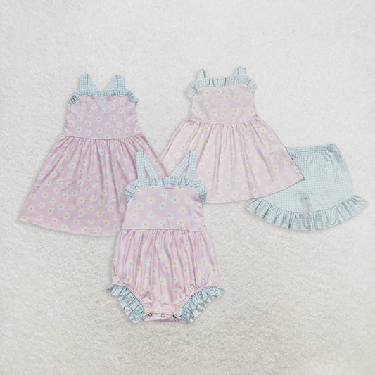 pink flowers floral Summer Sibling Clothes RTS