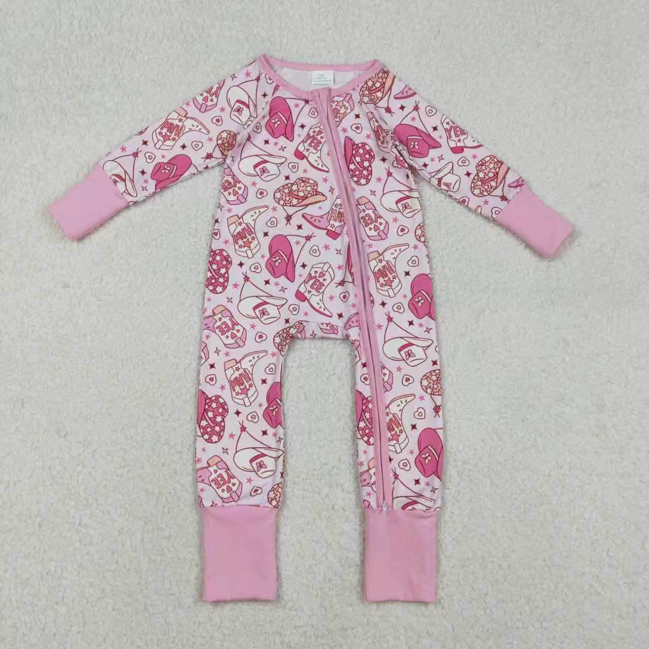 Western Boots Har Pink Girls Romper/Pajamas RTS Sibling Clothes