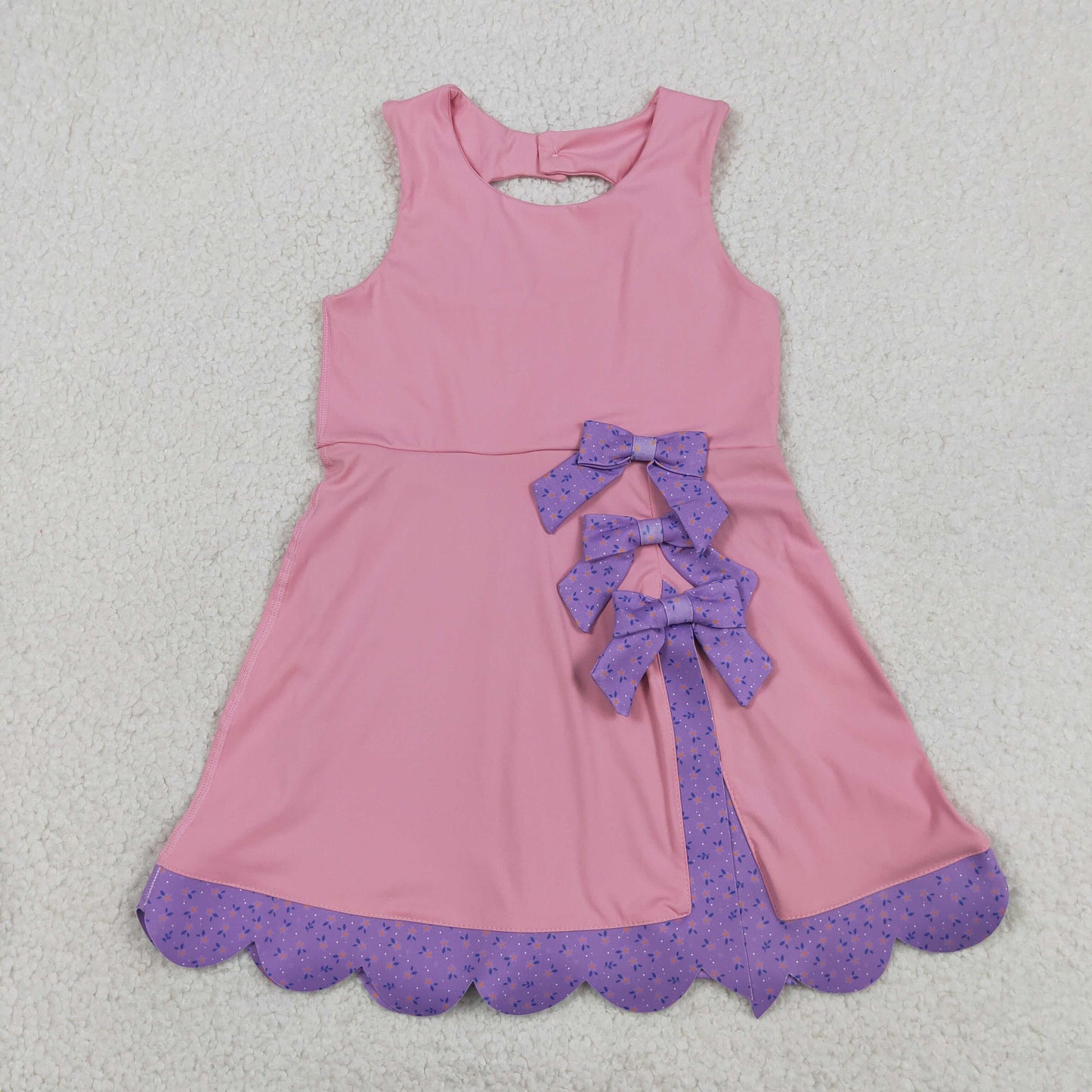 GSD3028 Yoga Pink Bows Sleeveless Girls Dress
