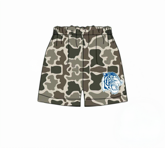 custom moq 3 football team Tiger camo boys shorts
