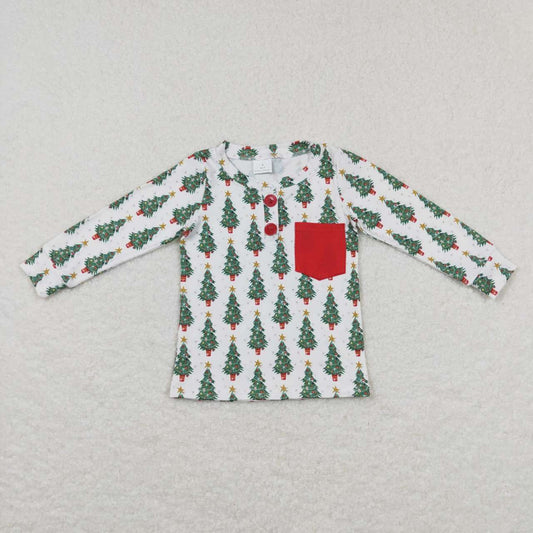 BT0326 Christmas tree pocket long sleeve boys top