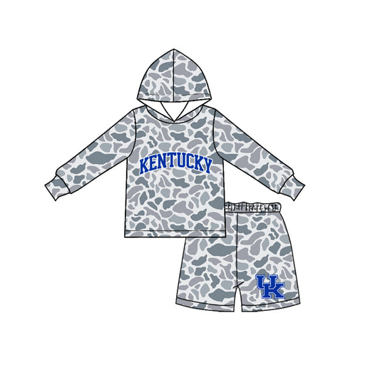 preorder BLS0043 KENTUCKY Team Camo Hoodie Long Sleeve Shorts Boys Set