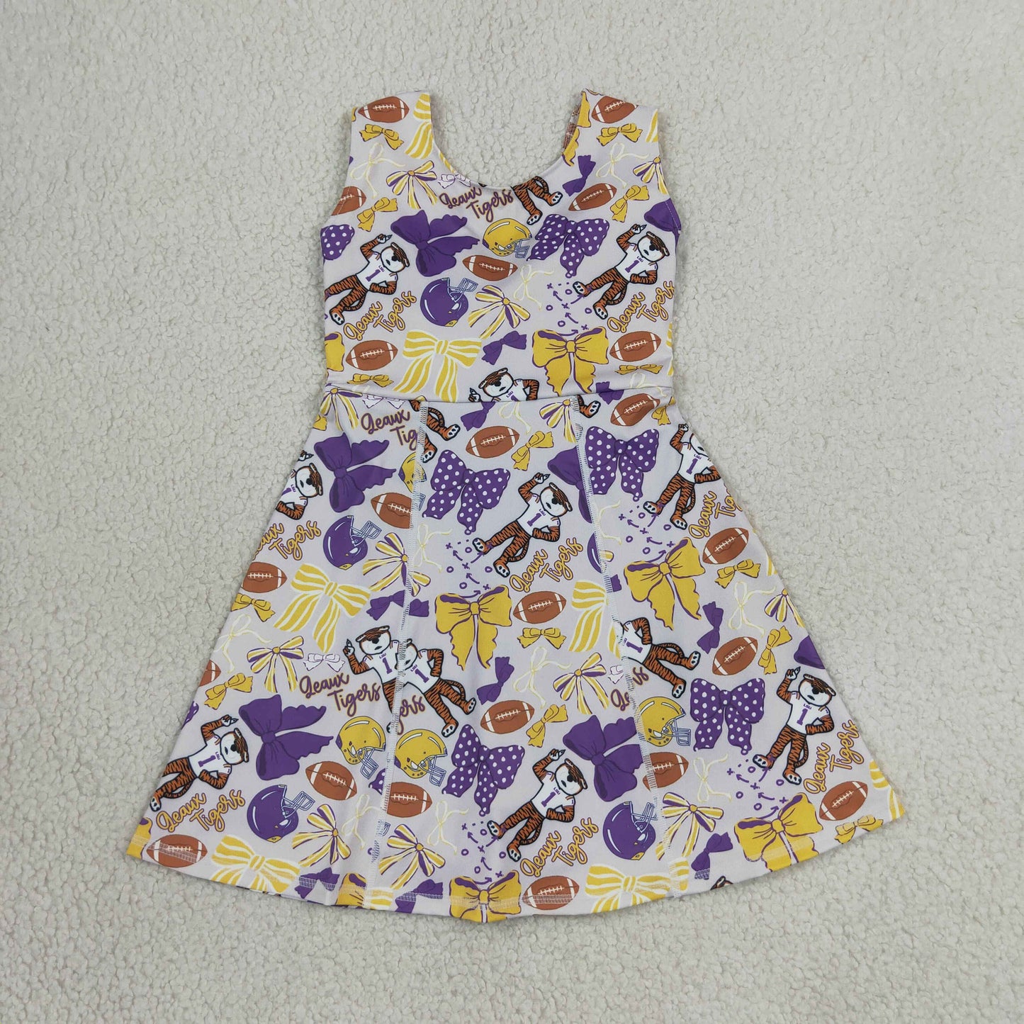 GSD3801 Yoga Item Bows Sleeveless Skorts Girls Dress