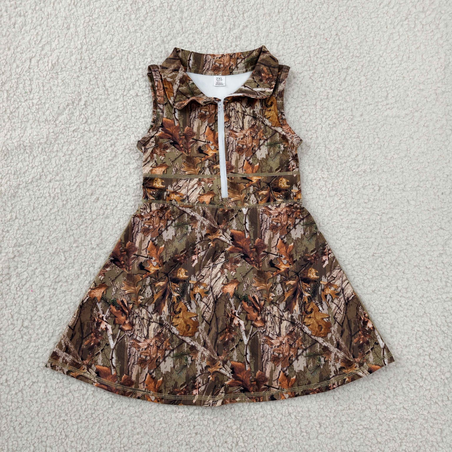 GSD1384 yoga camo sleeveless zipper skorts girls dress