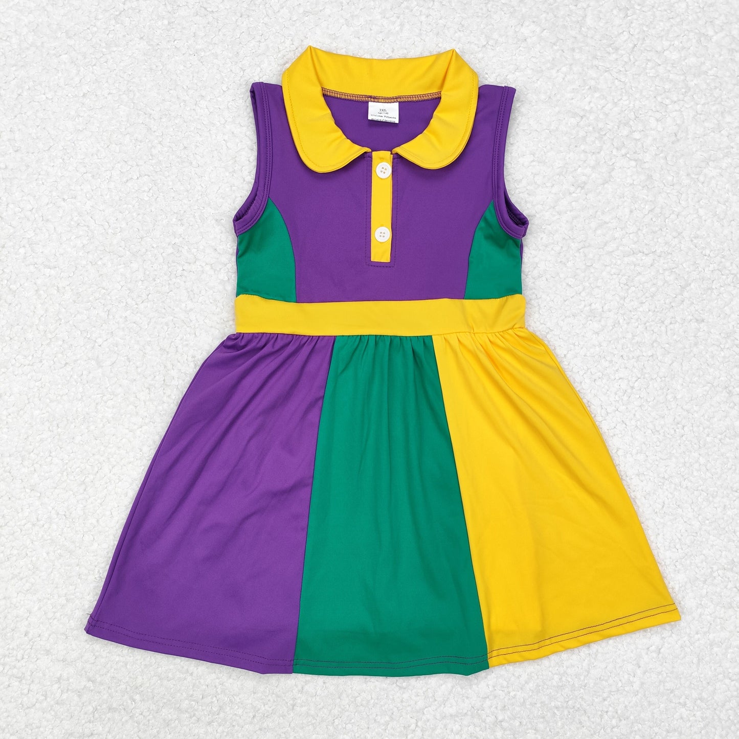 GSD1434 purple green yellow girls dress
