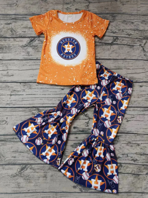 custom S Team orange short sleeve pants girls set