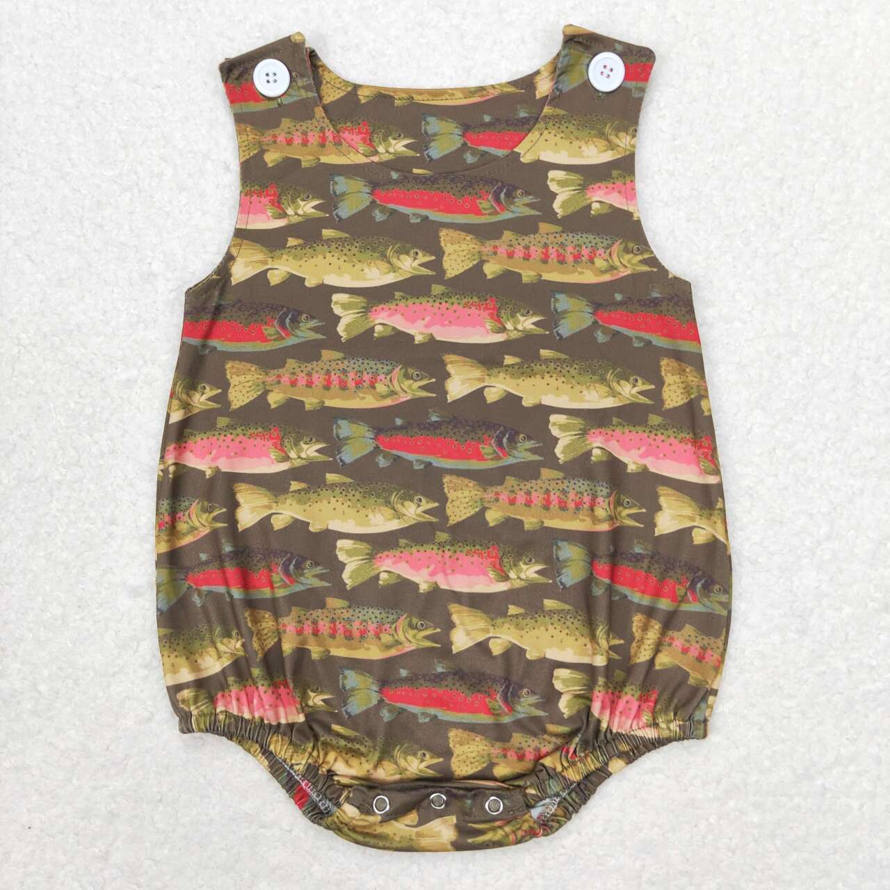 SR1165 Fish green sleeveless boys romper