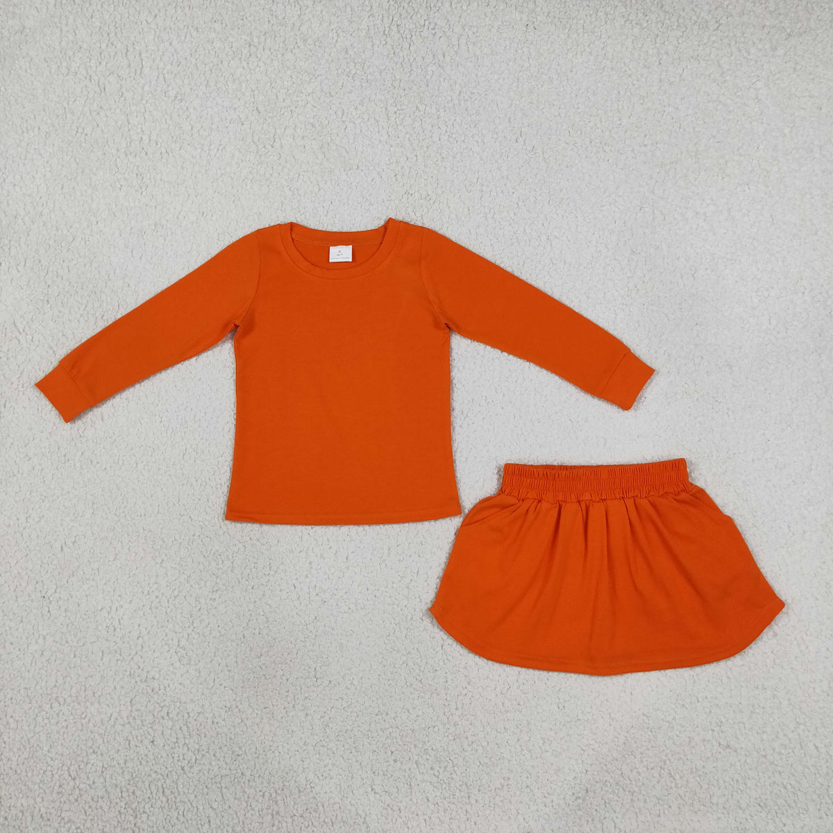 GLD1696 Orange Sweatshirt Long Sleeve Skorts Girls Set