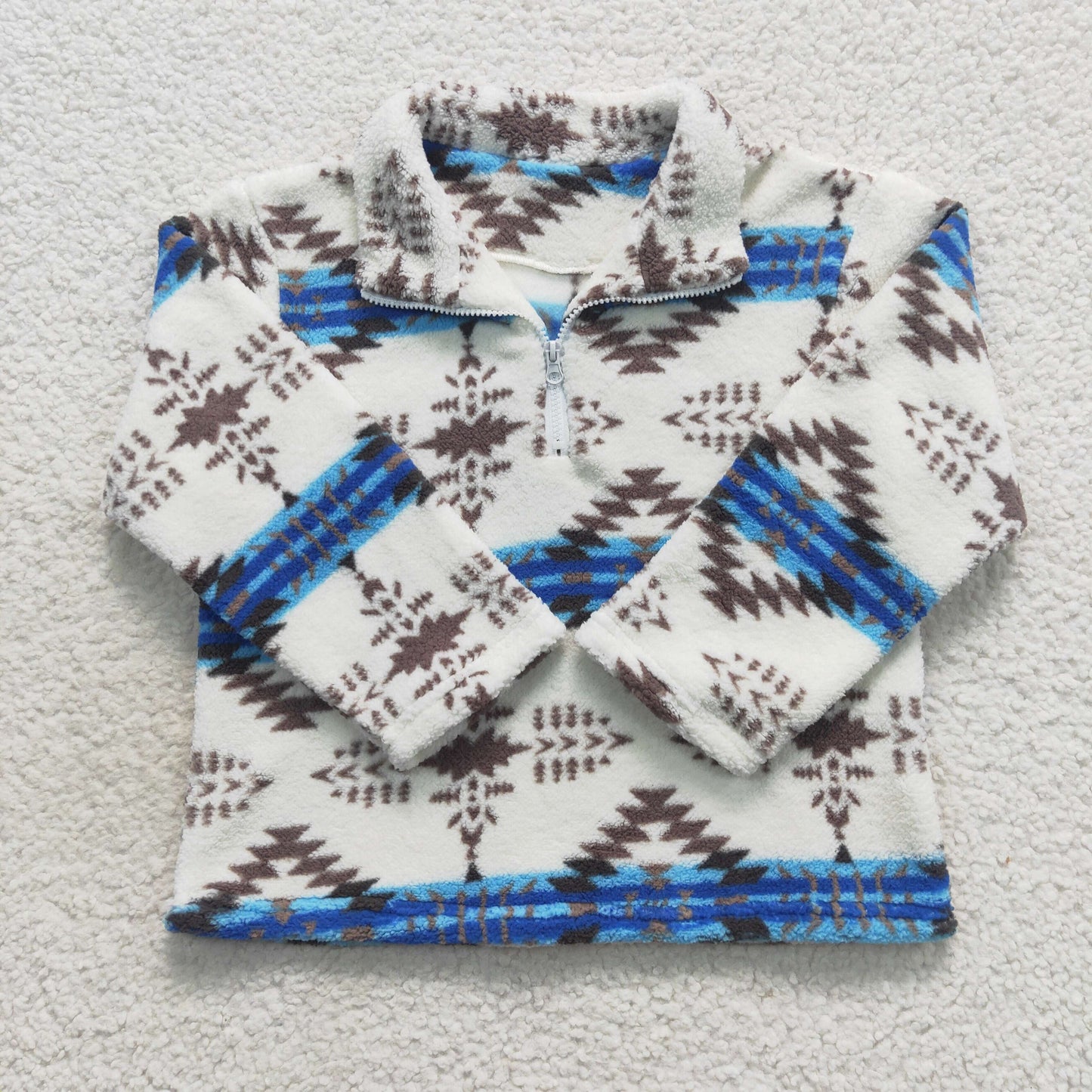Aztec long sleeve kids plush  pullover