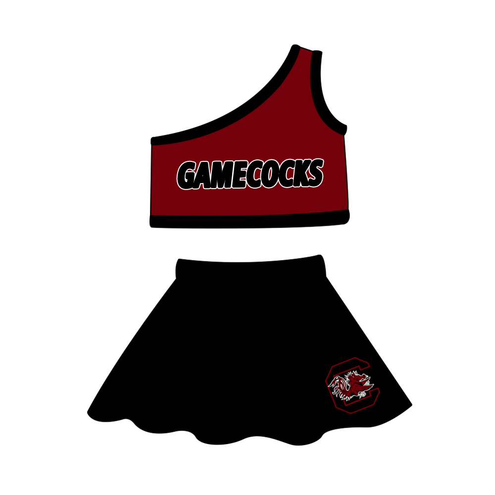 custom gamecocks maroon sleeveless black skirt girls set