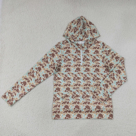 GT1709 Hunting Camo Pocket Zipper Hoodie Long Sleeve Adult Women Top