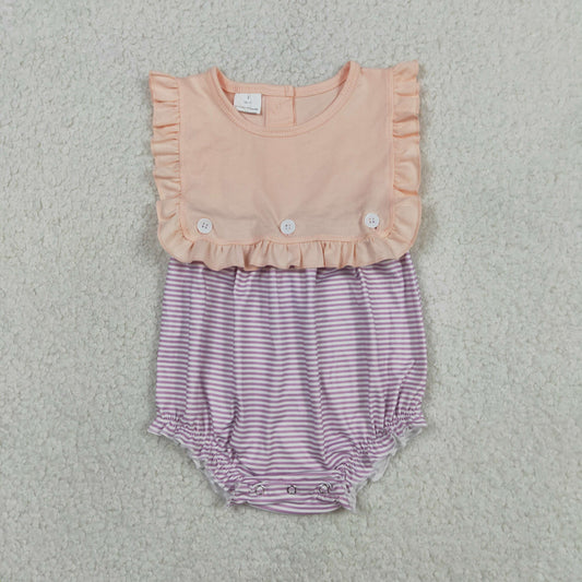 SR3941 Pink Purple Striped Sleeveless Girls Romper