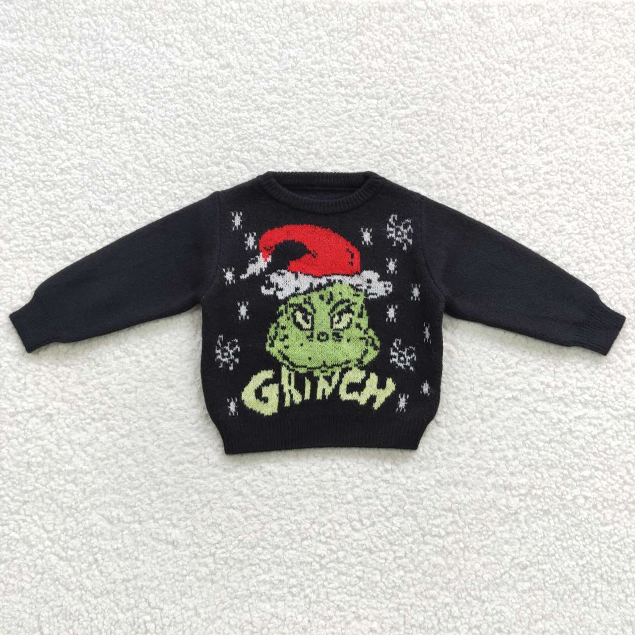 GT0188 Green Face Long Sleeves Black Sweater