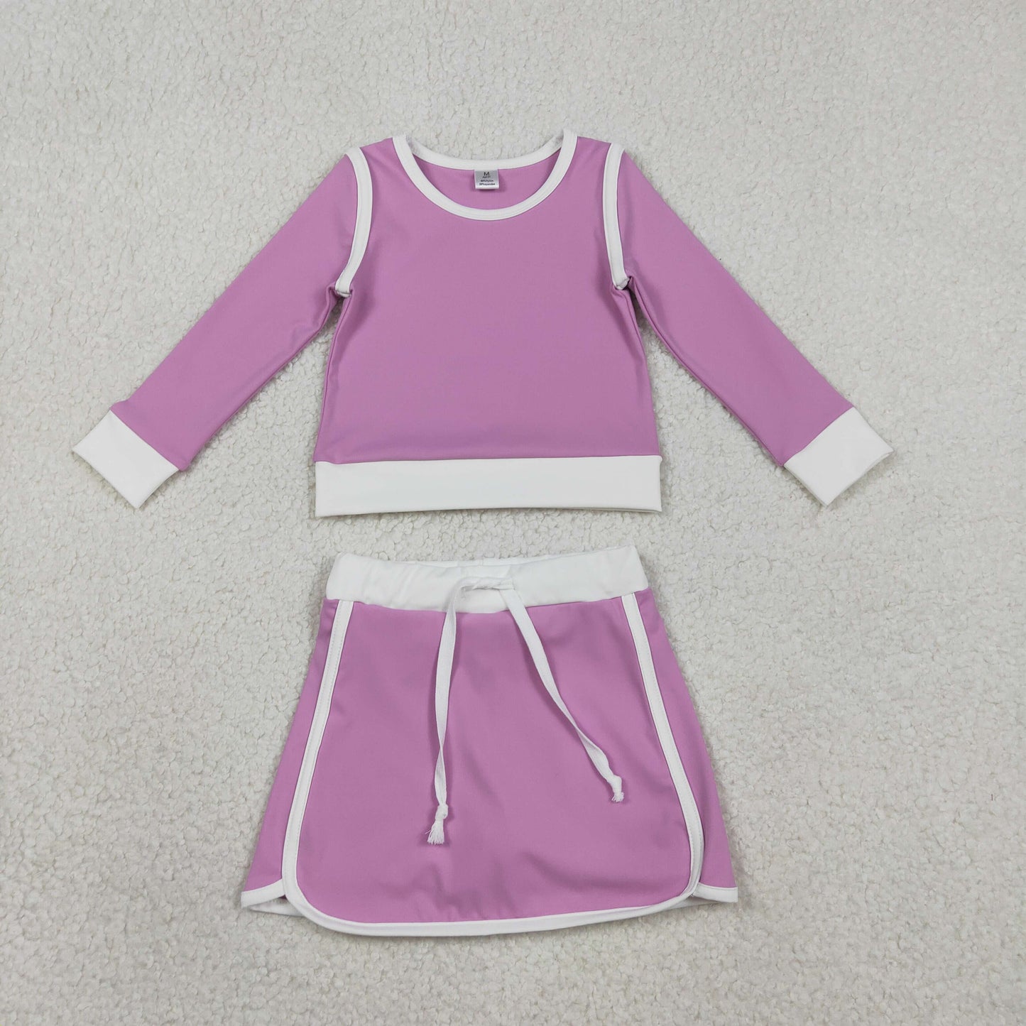 GLD1484 Yoga Purple Long Sleeve Skorts Skirts Girls Set