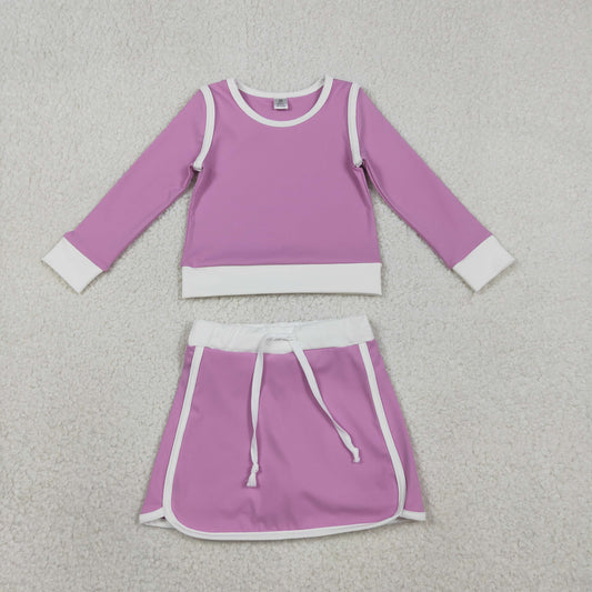 GLD1484 Yoga Purple Long Sleeve Skorts Skirts Girls Set